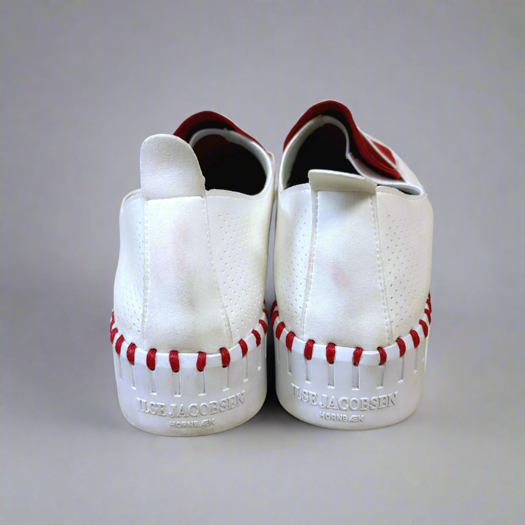 IIse Jacobsen red and white "Tulip" loafer, size 9