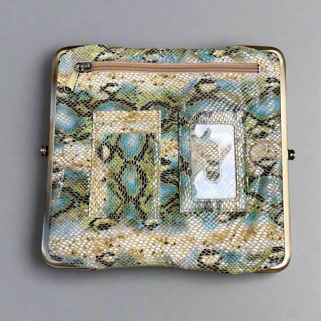 Hobo aqua “snakeskin” Lauren wallet