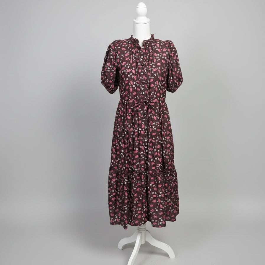Trovata burgundy floral Hildie dress, size XS