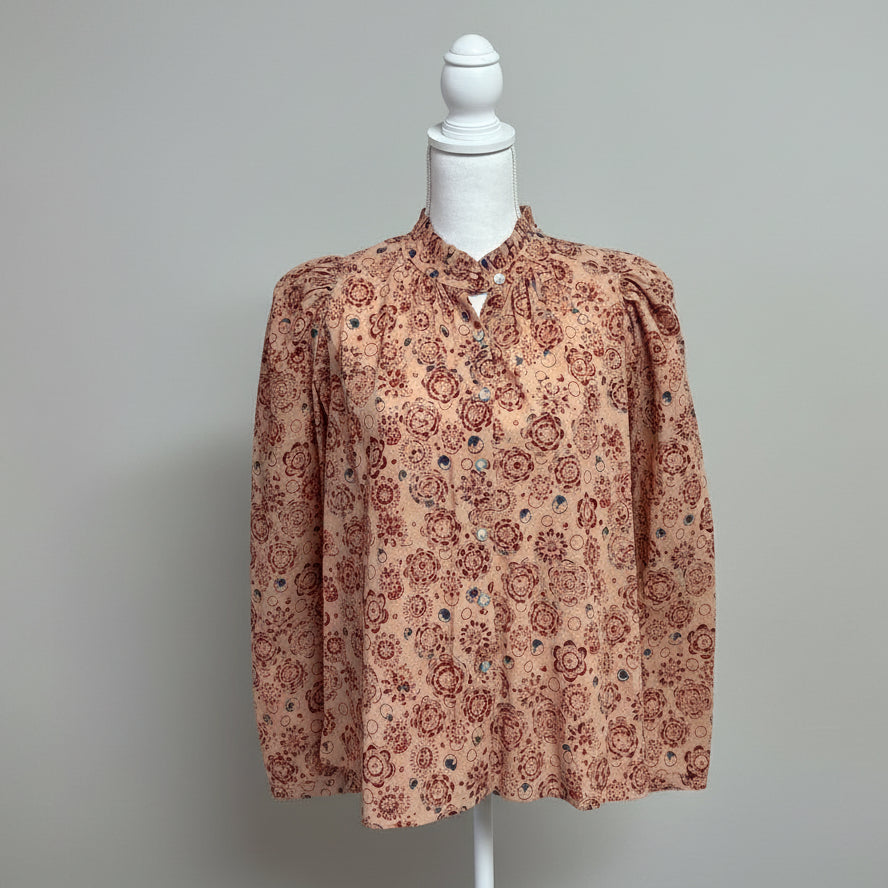 Alix of Bohemia terra cotta print Annabelle blouse, size S