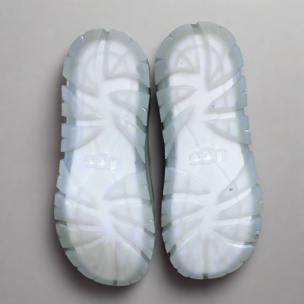 UGG gray Tasman Clear clogs, size 9
