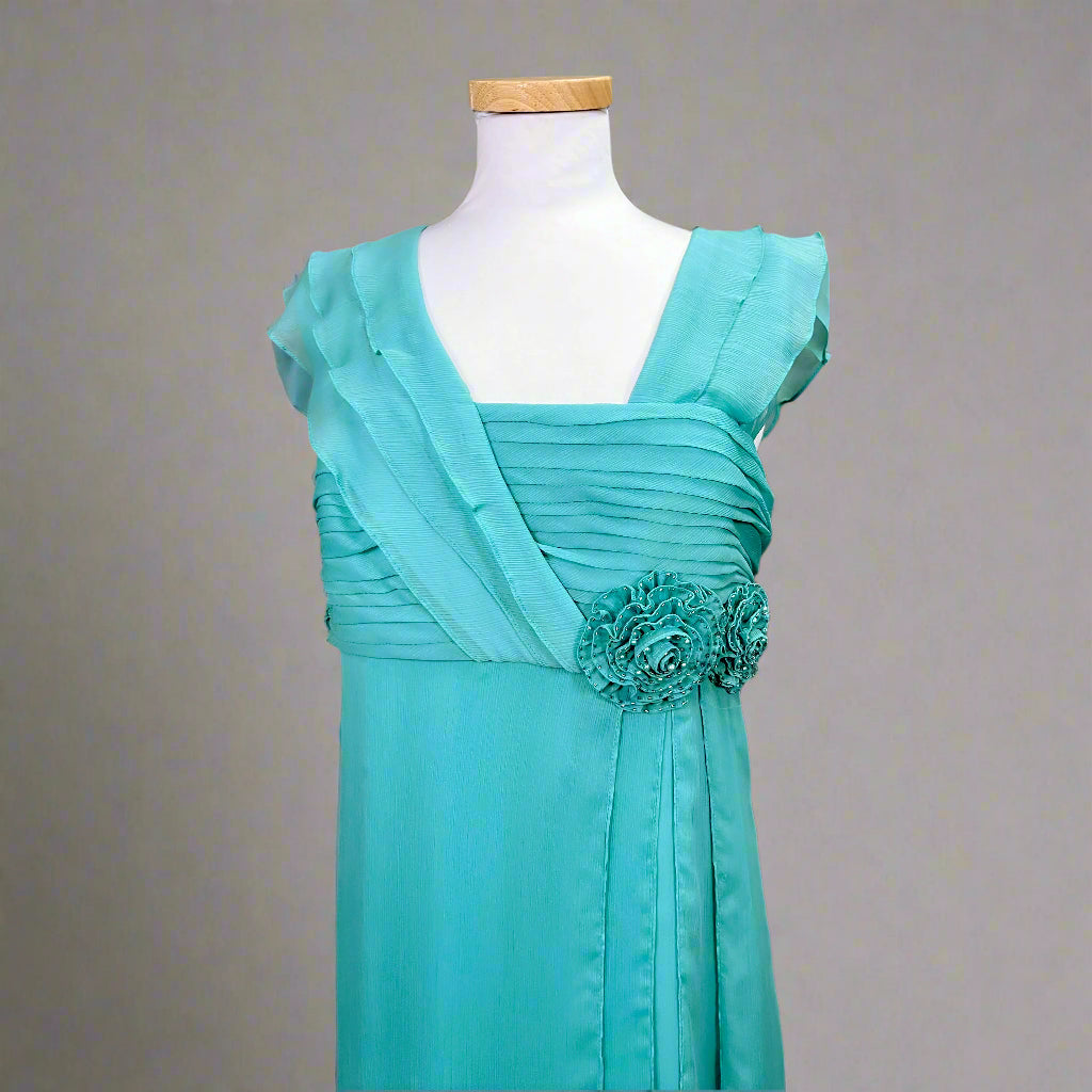 KM Collections aqua dress, size 16, NEW WITH TAGS!