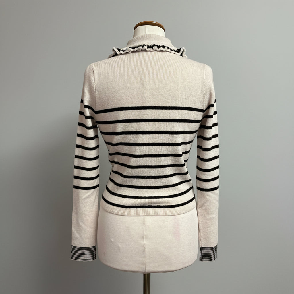 Ulla Johnson cream and brown Faustine cardigan sweater, size S