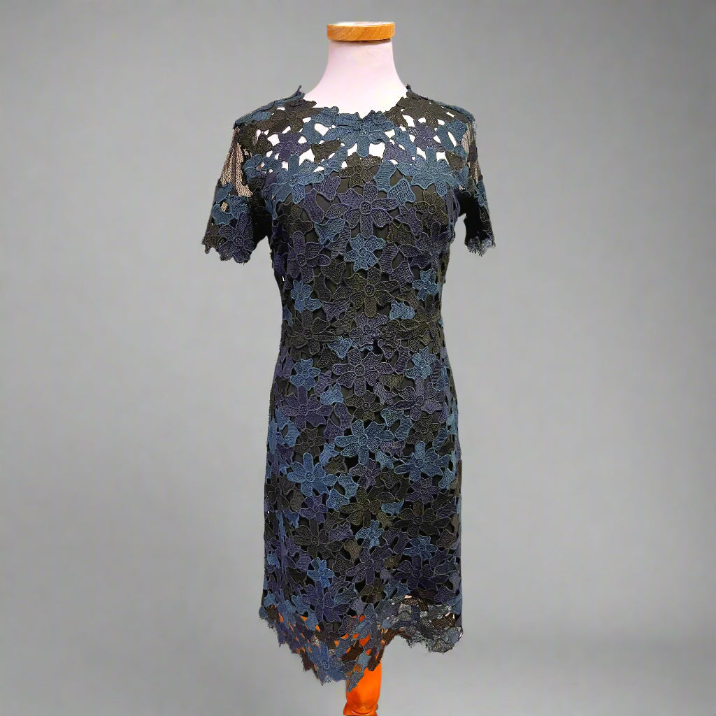 Elie Tahari black and blue guipure lace dress, size 6, NEW WITH TAGS!