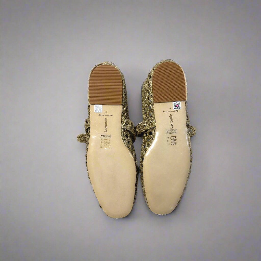 Laroude olive raffia Verona ballet flat, size 9, NEW IN BOX!