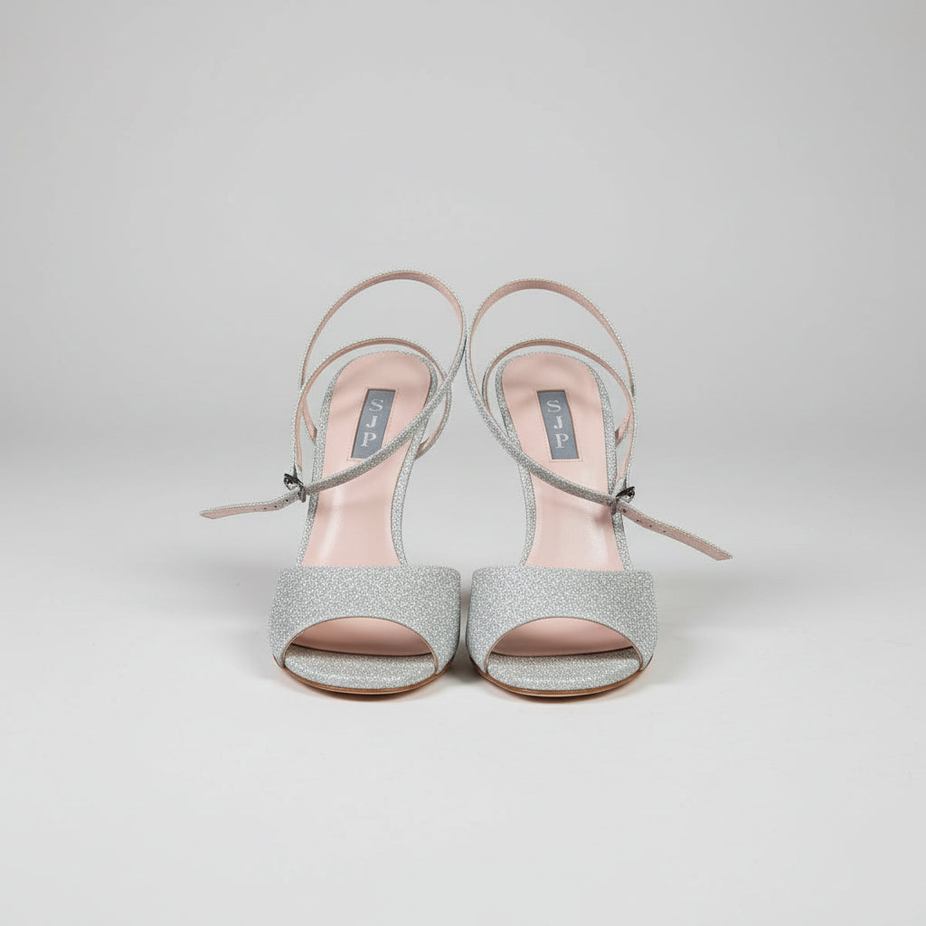 SJP silver glitter Boca wedges, size 8.5, LIKE NEW!