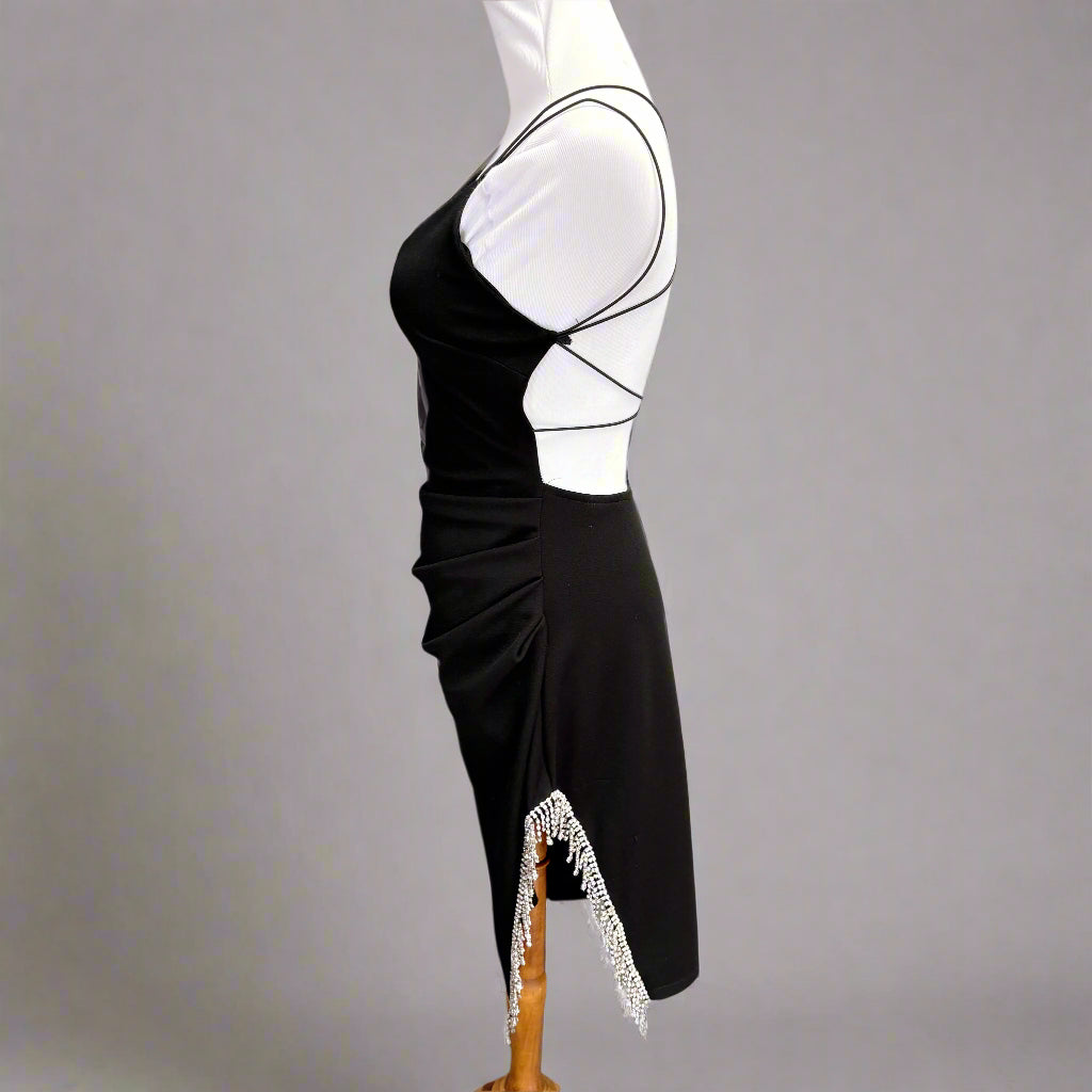 B.Darlin black dress with rhinestone trim, size 3/4