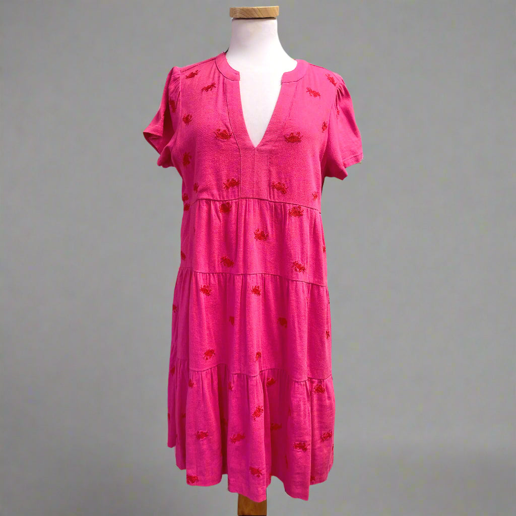 Maeve hot pink & red crab print dress, size M, NEW WITH TAGS!