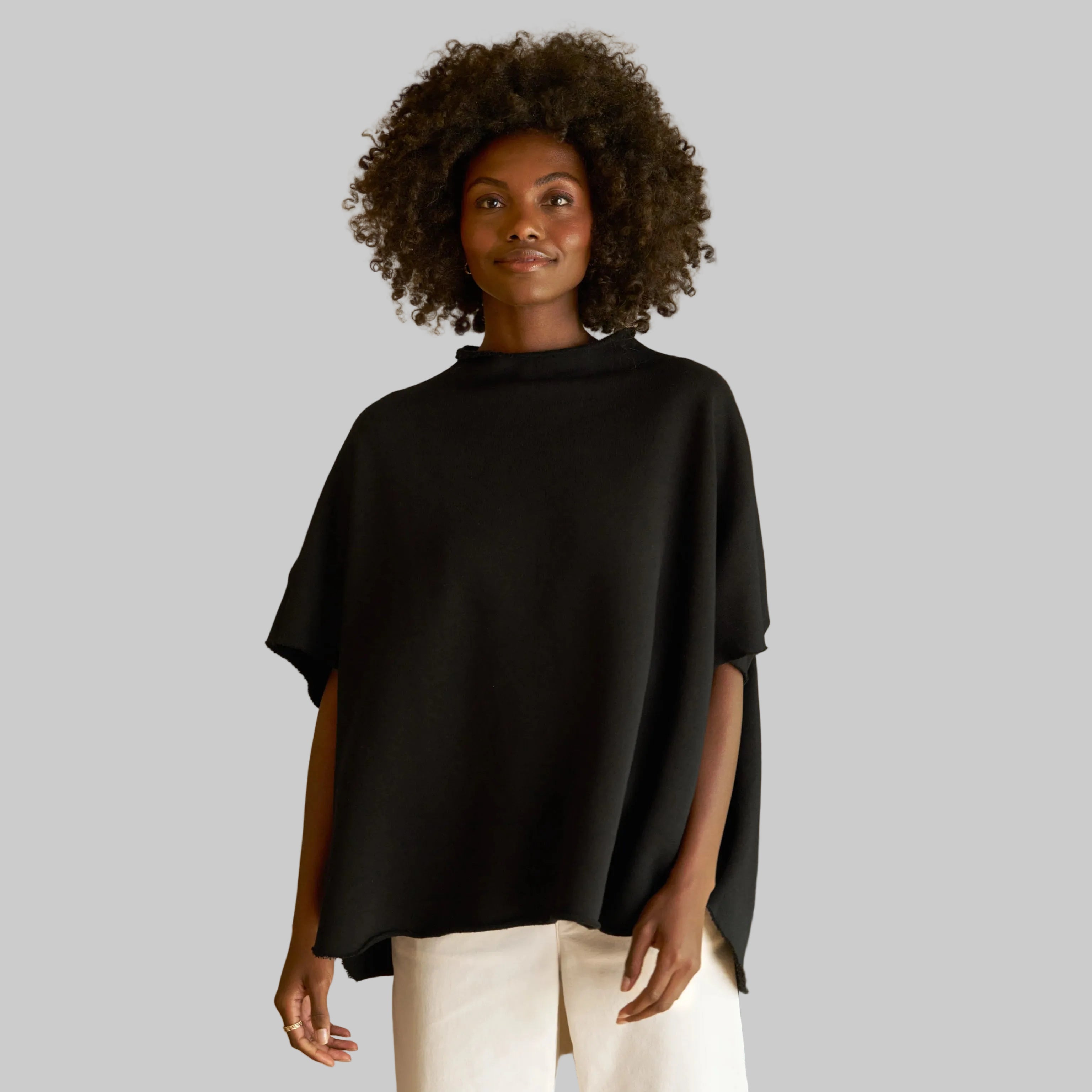 Frank & Eileen black Capelet top, size S