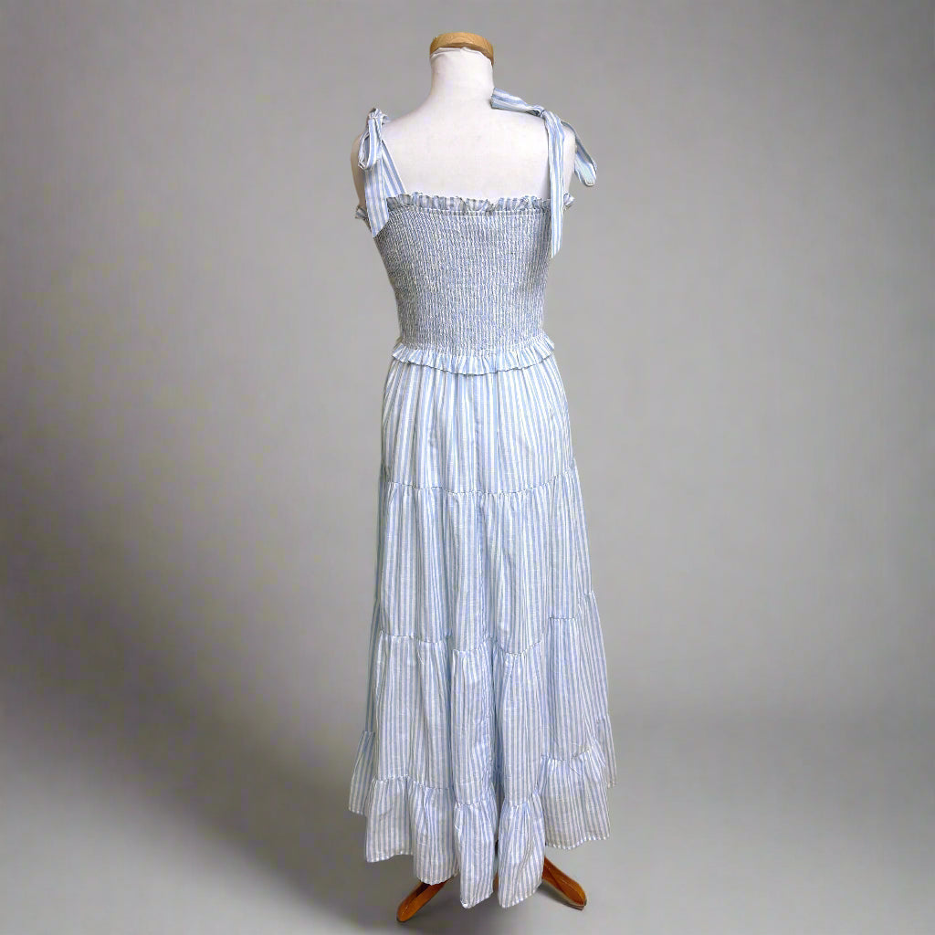 & Merci blue and white stripe maxi dress, size M