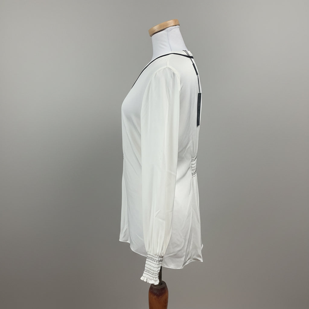Elie Tahari cream silk Kinsley blouse, size S, NEW WITH TAGS!