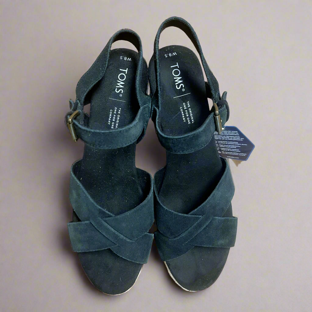 TOMS black Willow wedge, size 8.5, NEW IN BOX!