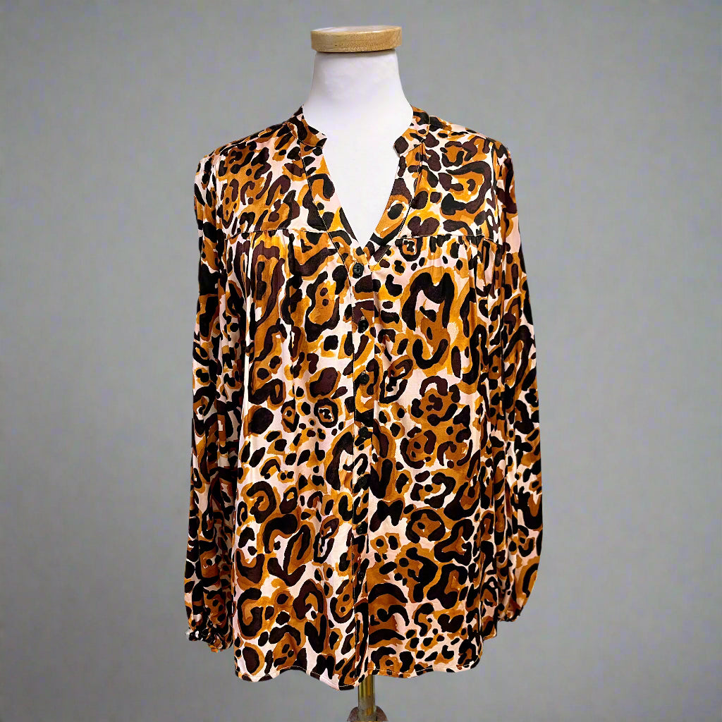 Esqualo leopard print blouse, size 10, NEW WITH TAGS!