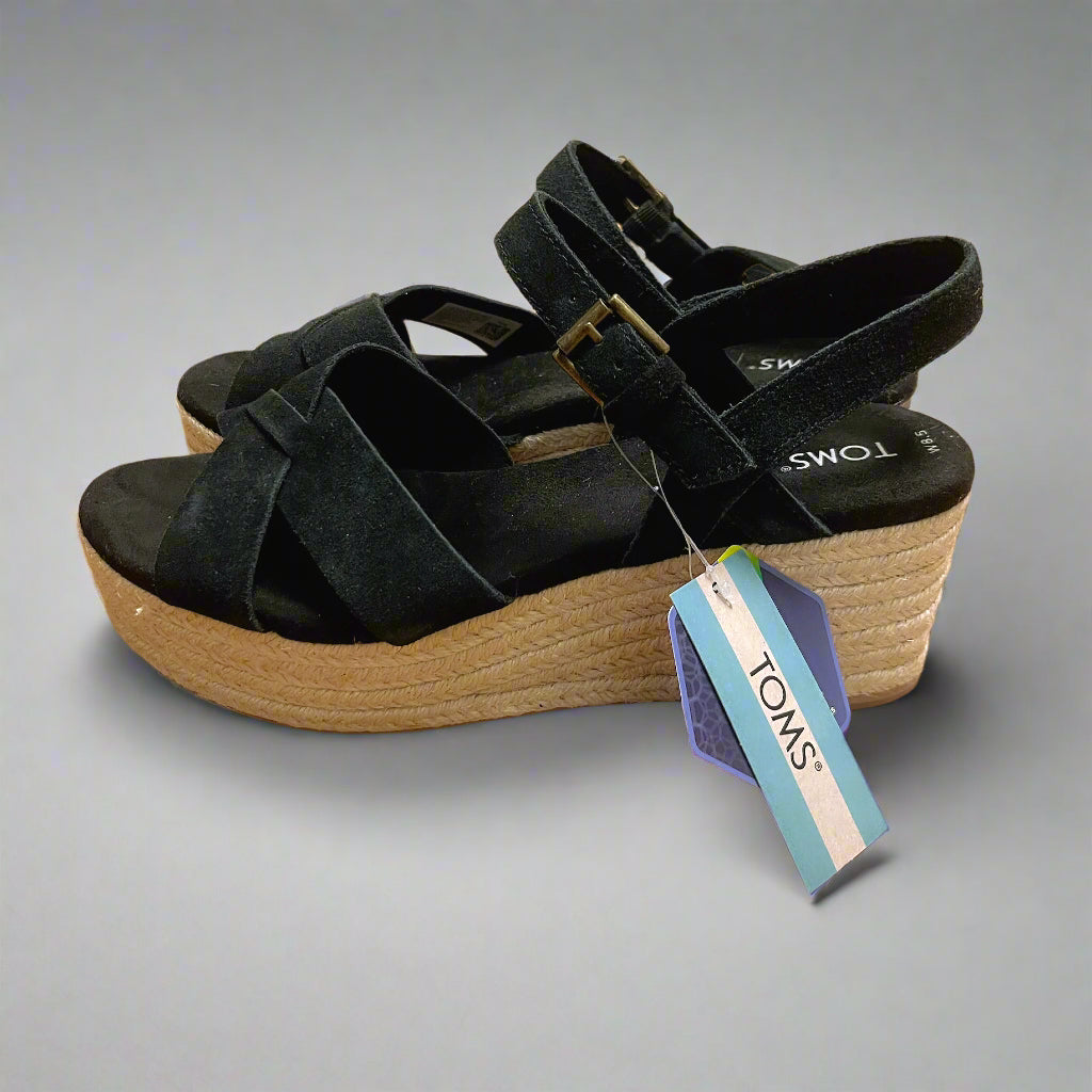 TOMS black Willow wedge, size 8.5, NEW IN BOX!