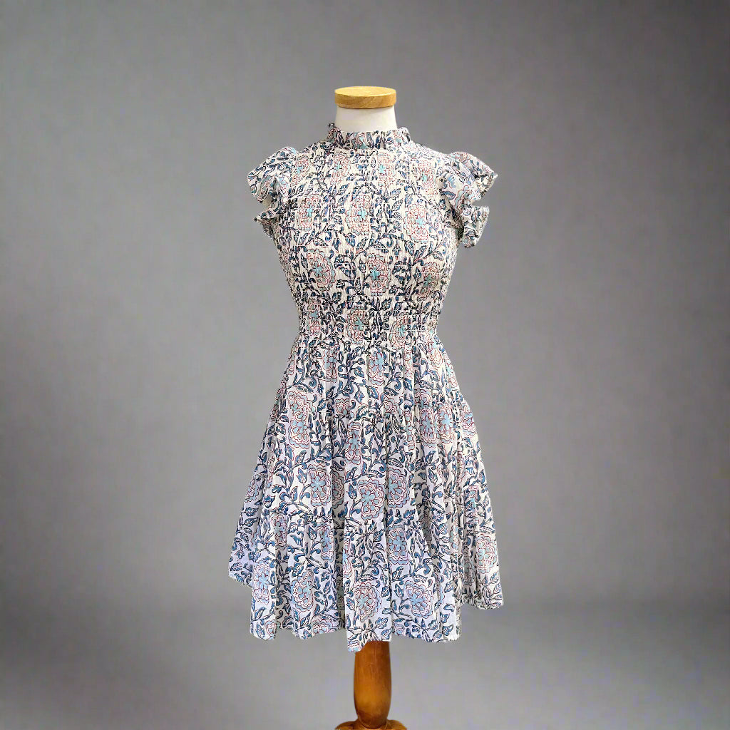 Oliphant red and blue floral dress, size S