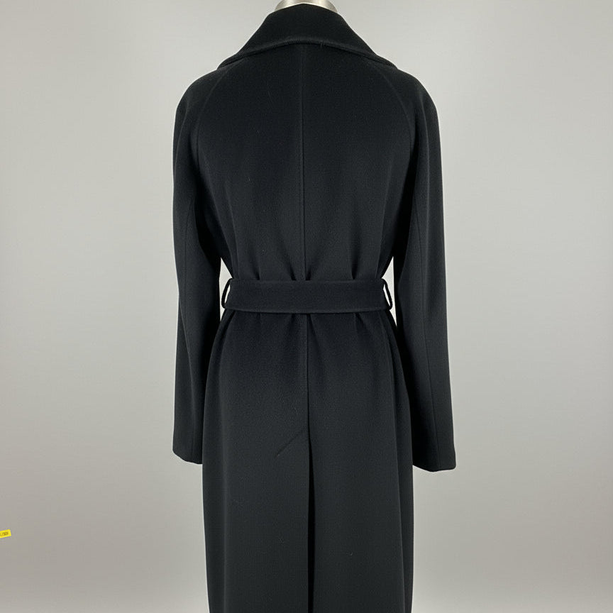Calvin Klein black angora and wool coat, size 8