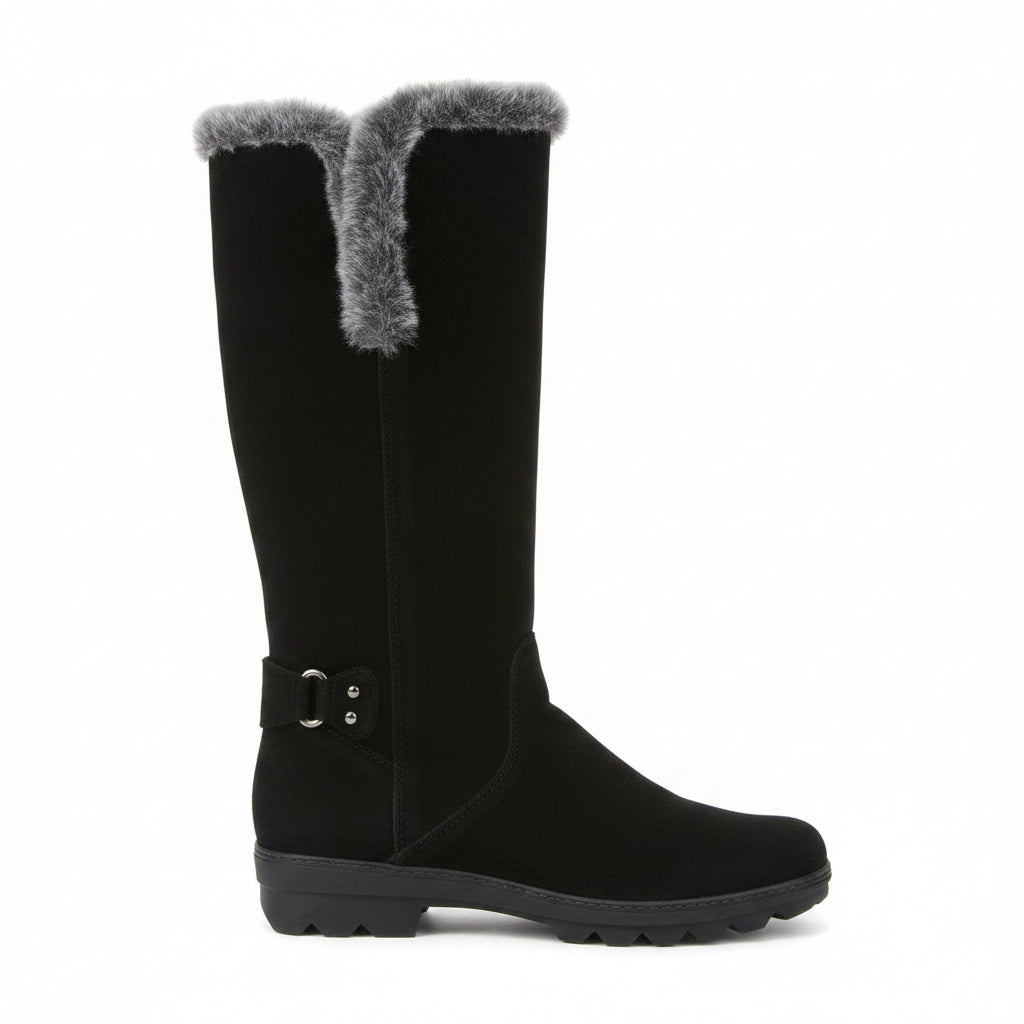 Aquatalia black suede and faux fur Komfy boots, size 40 (US size 9.5)