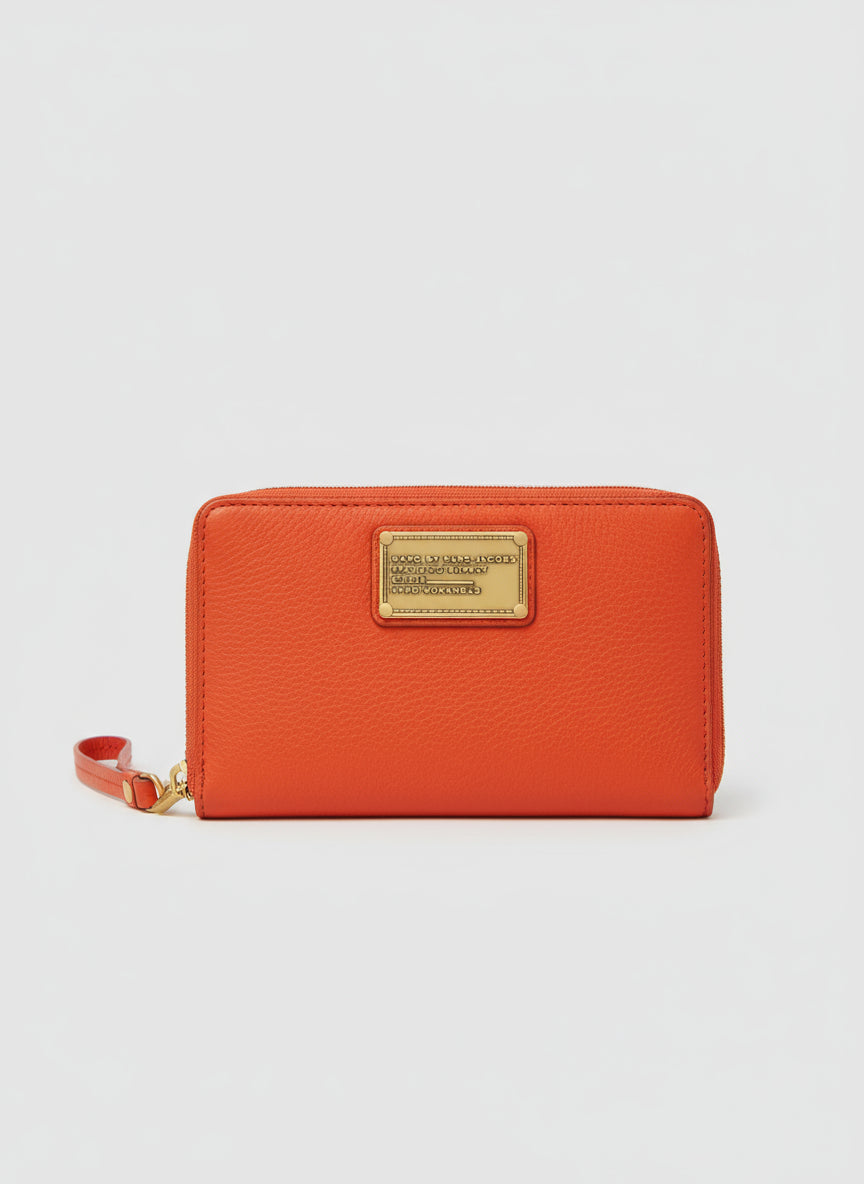 Marc Jacobs orange leather zip wallet, BRAND NEW!