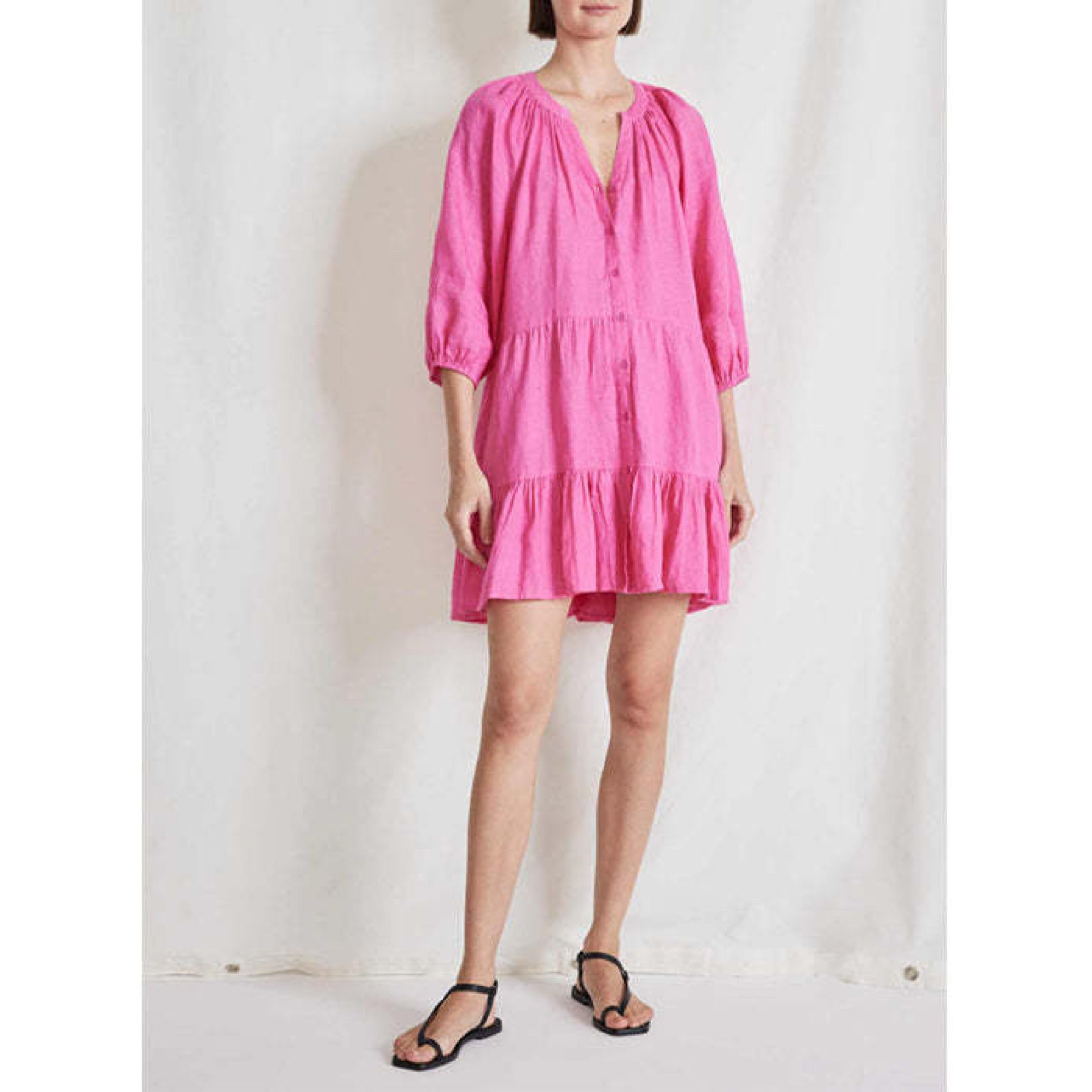 Apiece Apart pink Mitte Mini linen dress, size XS