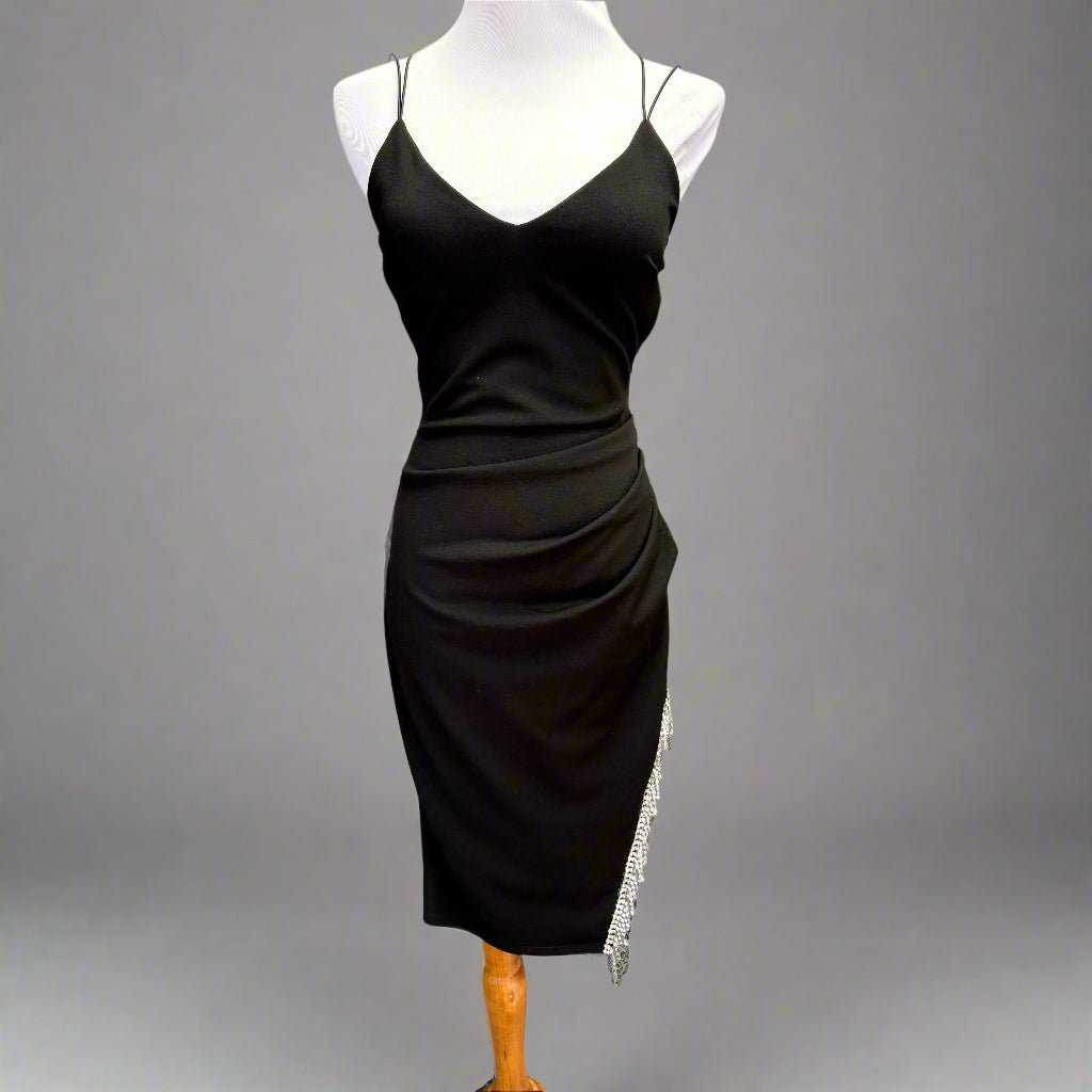 B.Darlin black dress with rhinestone trim, size 3/4