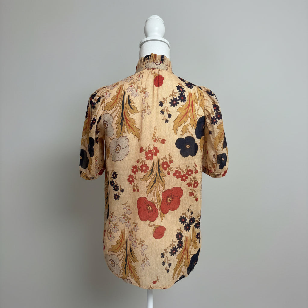 Alix of Bohemia tan Winnie Vintage Poppy blouse, size XS