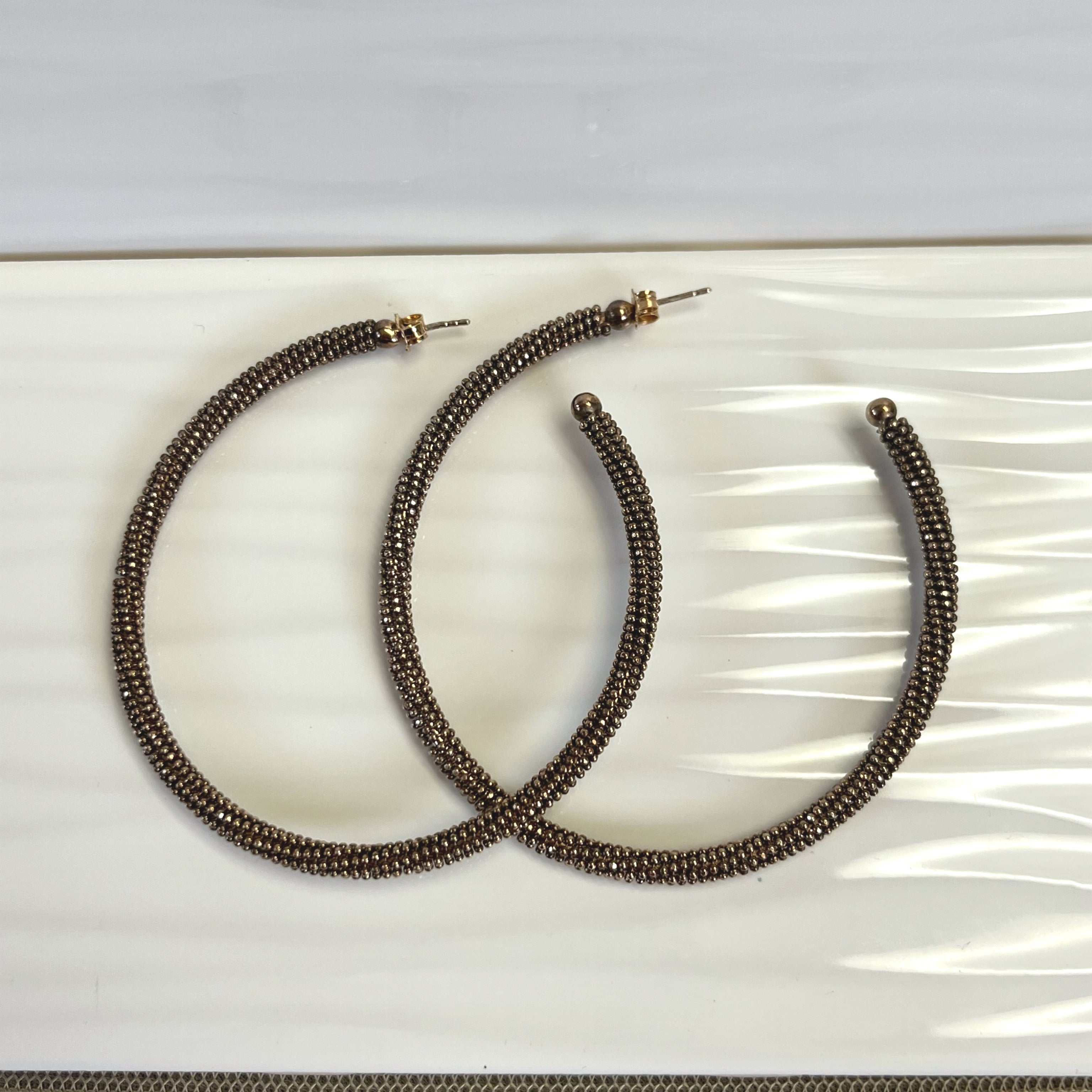 Brunello Cucinelli large copper tone Monili hoop earrings