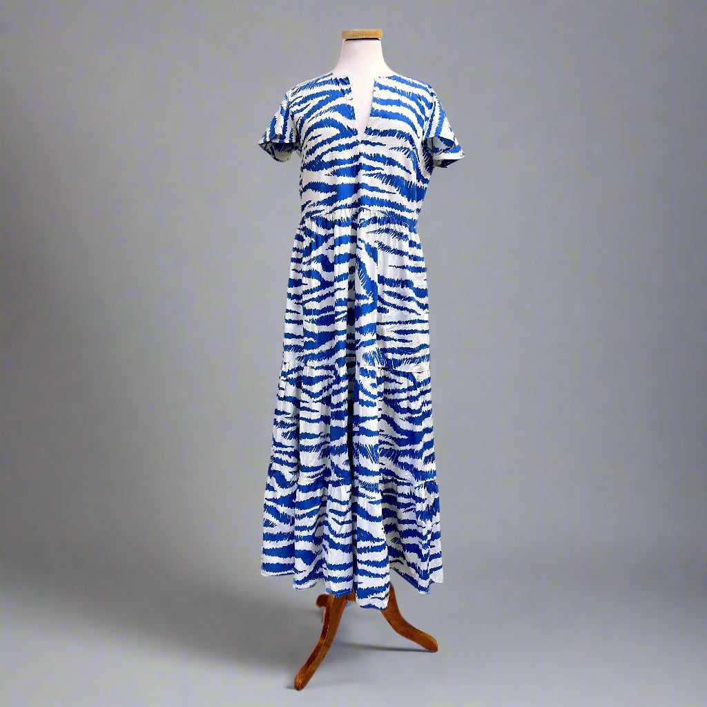 Oliphant blue & white Singita maxi dress, size S