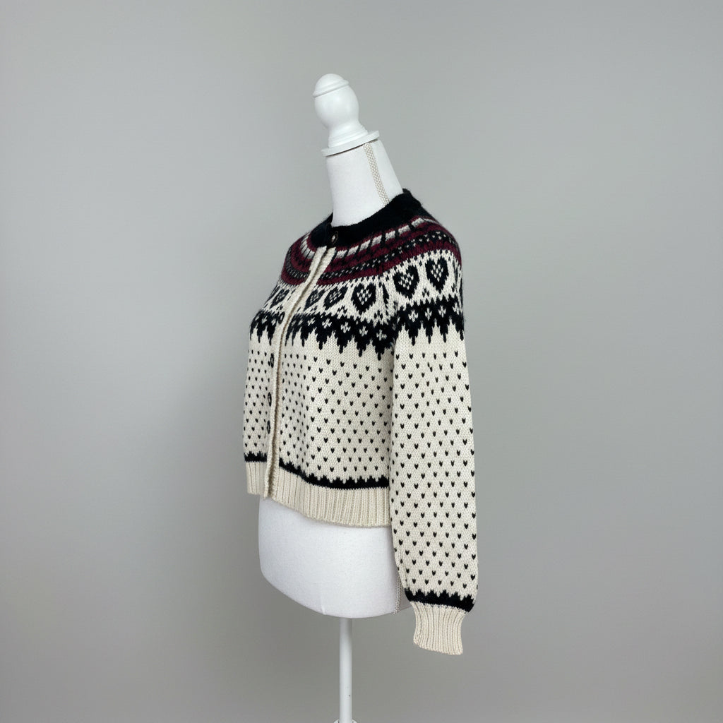 The Great cream and navy Heart Fair Isle sweater, size XS