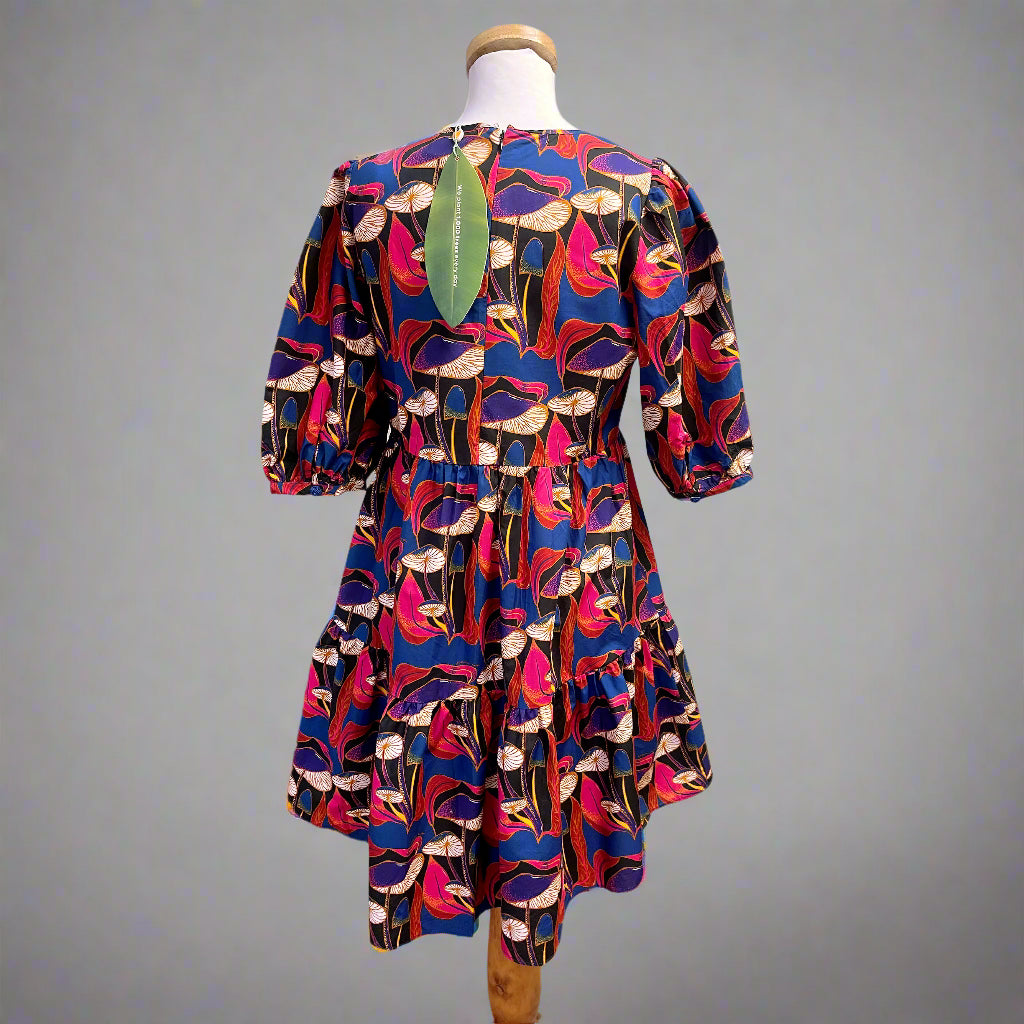 Farm Rio black Wild Mushrooms print dress, size S, NEW WITH TAGS!