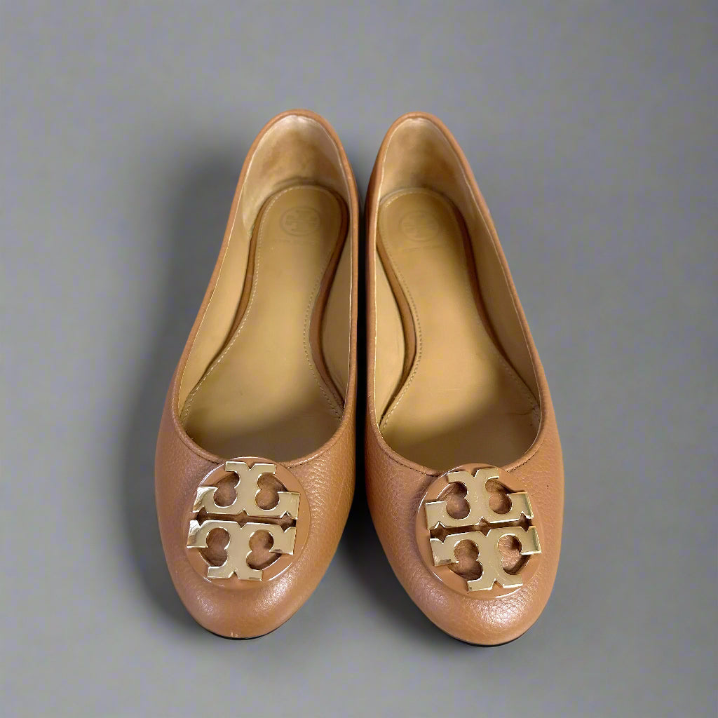 Tory Burch camel Claire ballet flat, size 7, LIKE NEW!