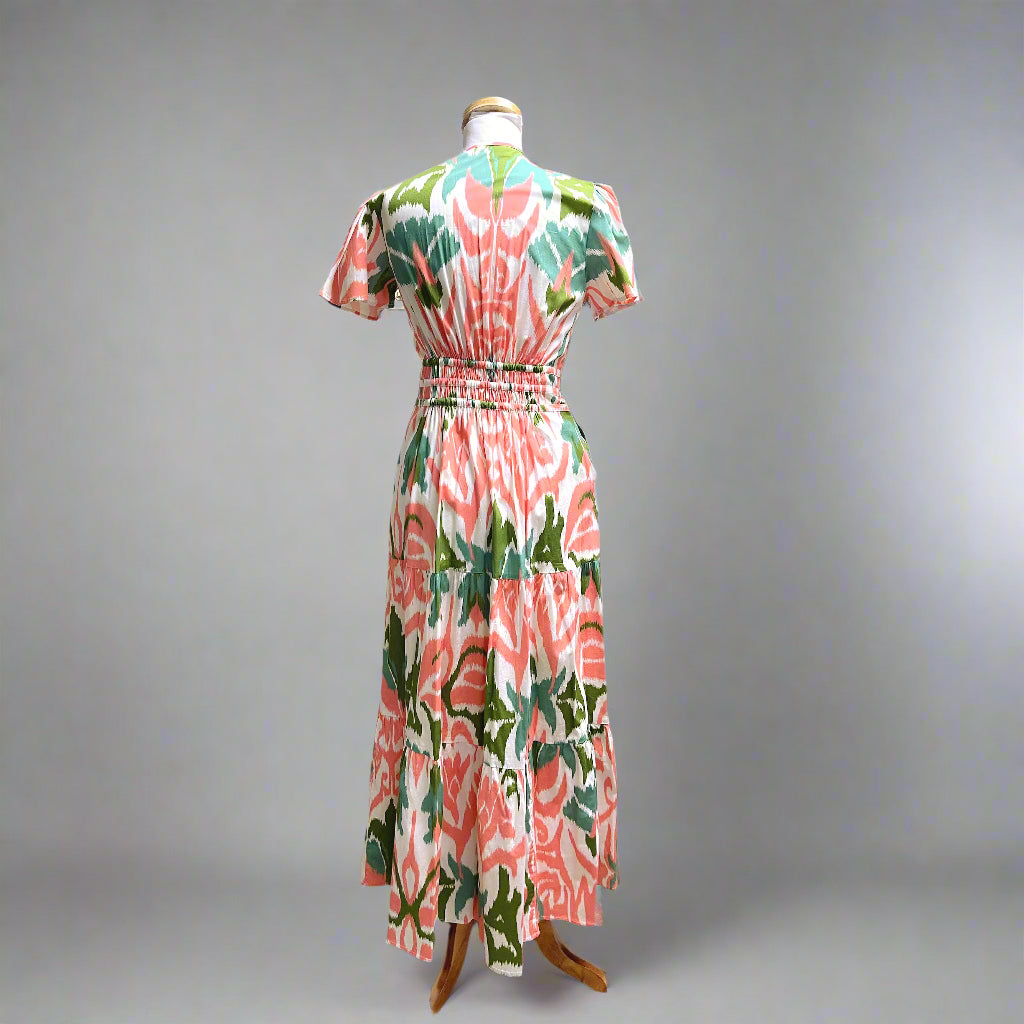 Sheridan French peach and green print Eloise dress, size S