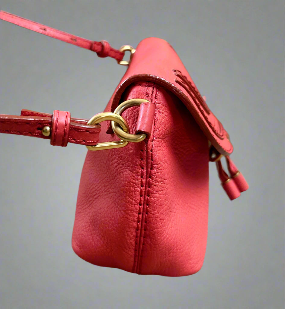 Chloe coral leather Marcie Pochette handbag