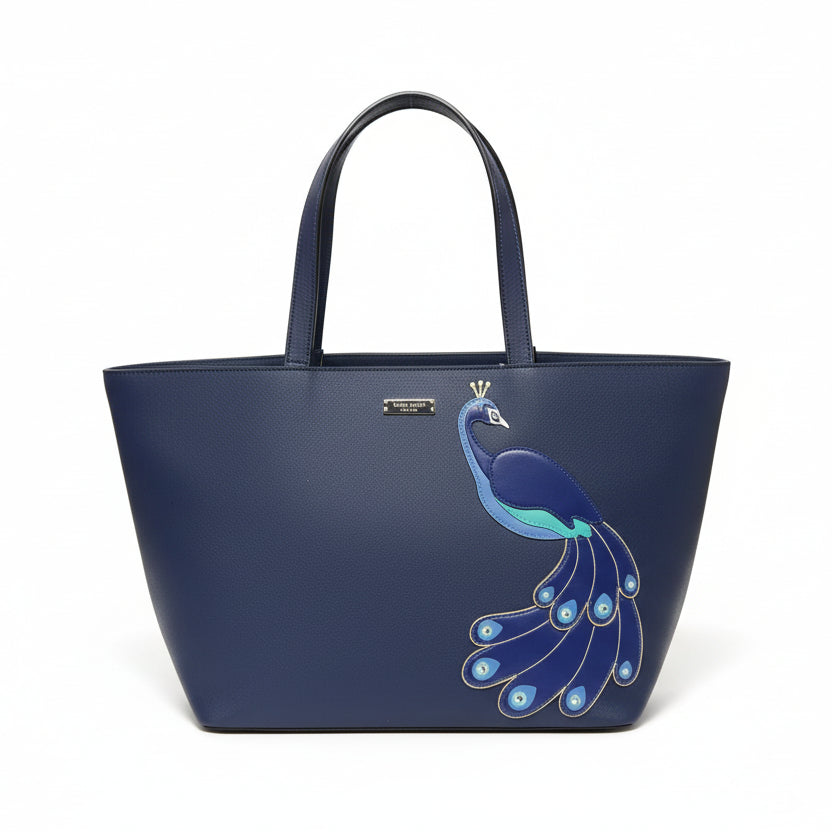 Kate Spade blue Full Plume peacock tote
