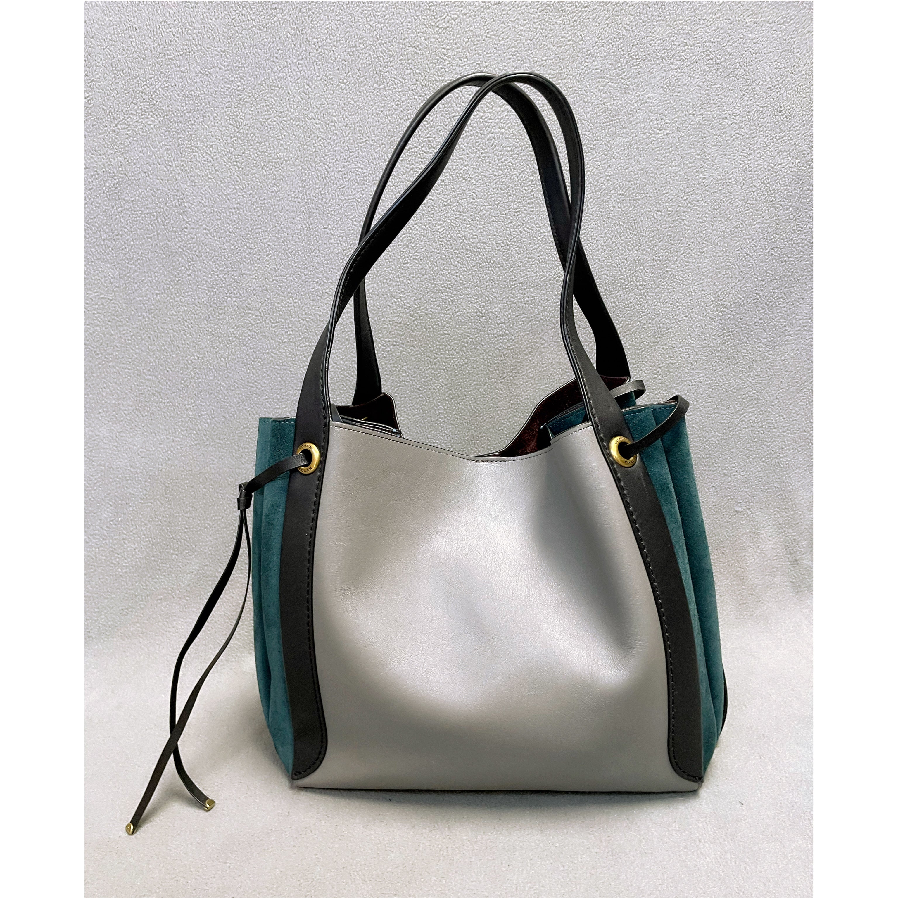 Coach Harmony Hobo bag in gray & teal colorblock