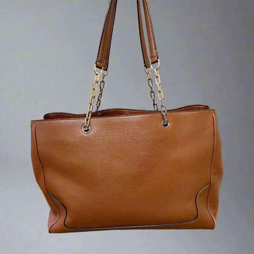 Tory Burch chestnut leather Carter tote