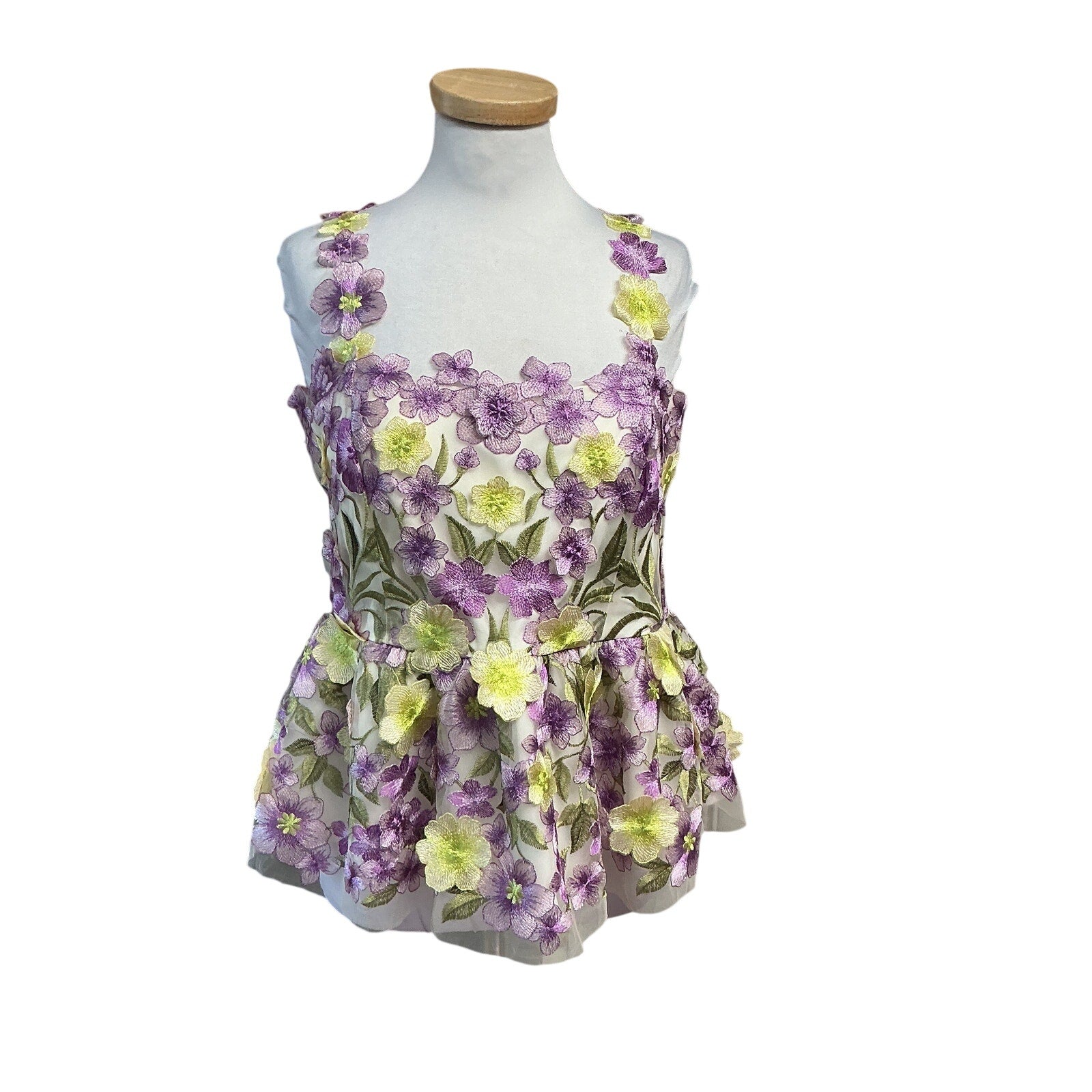 Muse by Marchesa lavender and lime floral appliqué blouse, size 10, NEW WITH TAGS!