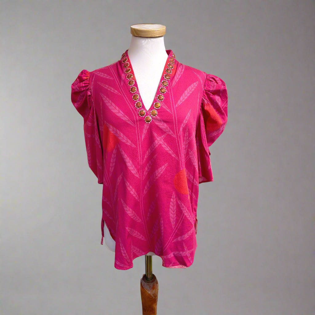 Sheridan French hot pink Natalie blouse, size S