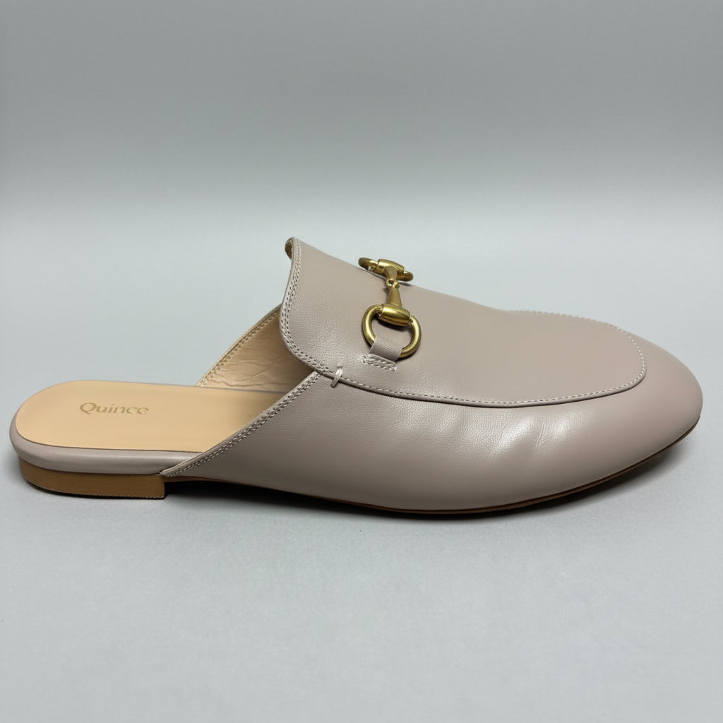 Quince tan leather horsebit loafer mule, size 9, LIKE NEW!