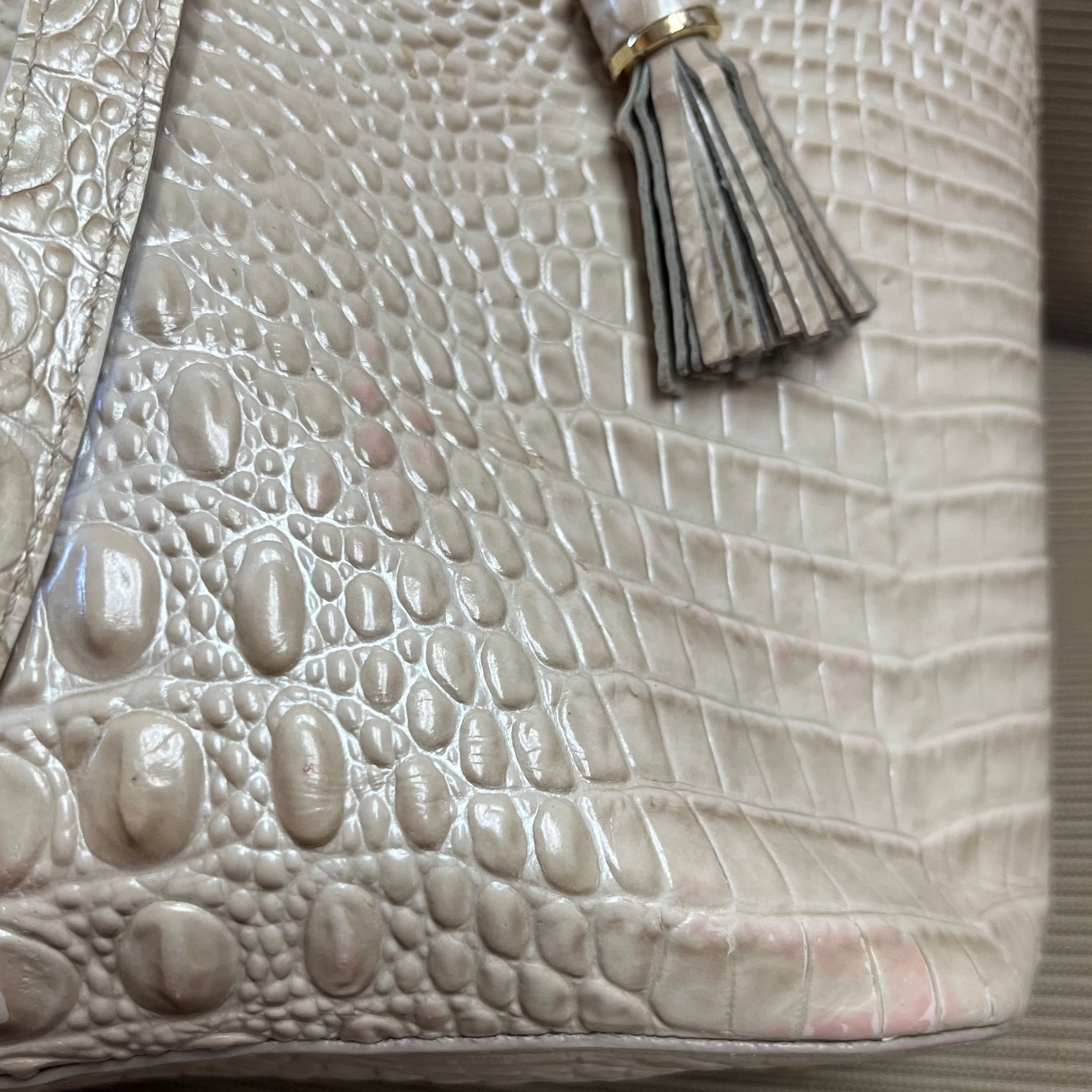 Brahmin cream "croc" tote, LIKE NEW!