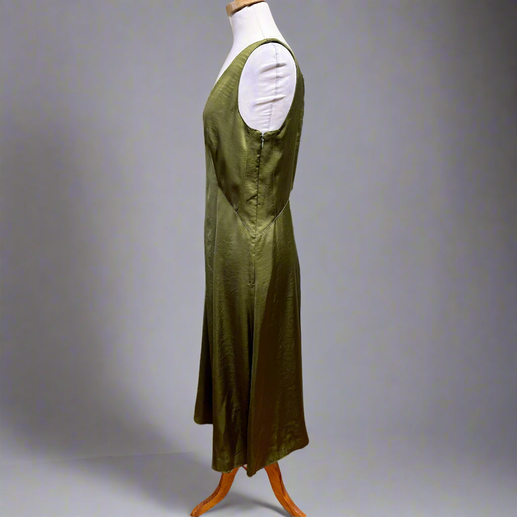 Elie Tahari olive green satin dress, size 6, NEW WITH TAGS!