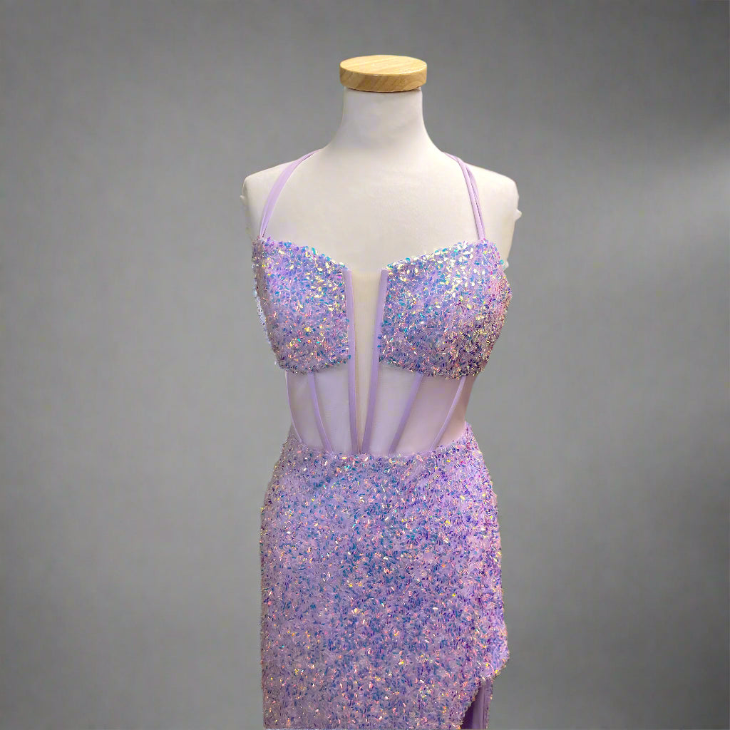 Alyce Paris lavender sequin dress, size 8, NEW WITH TAGS!