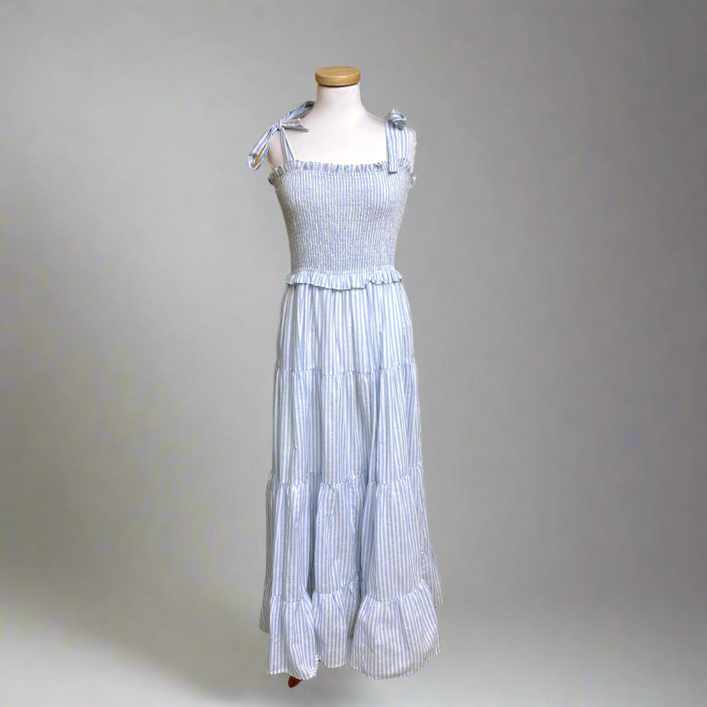 & Merci blue and white stripe maxi dress, size M