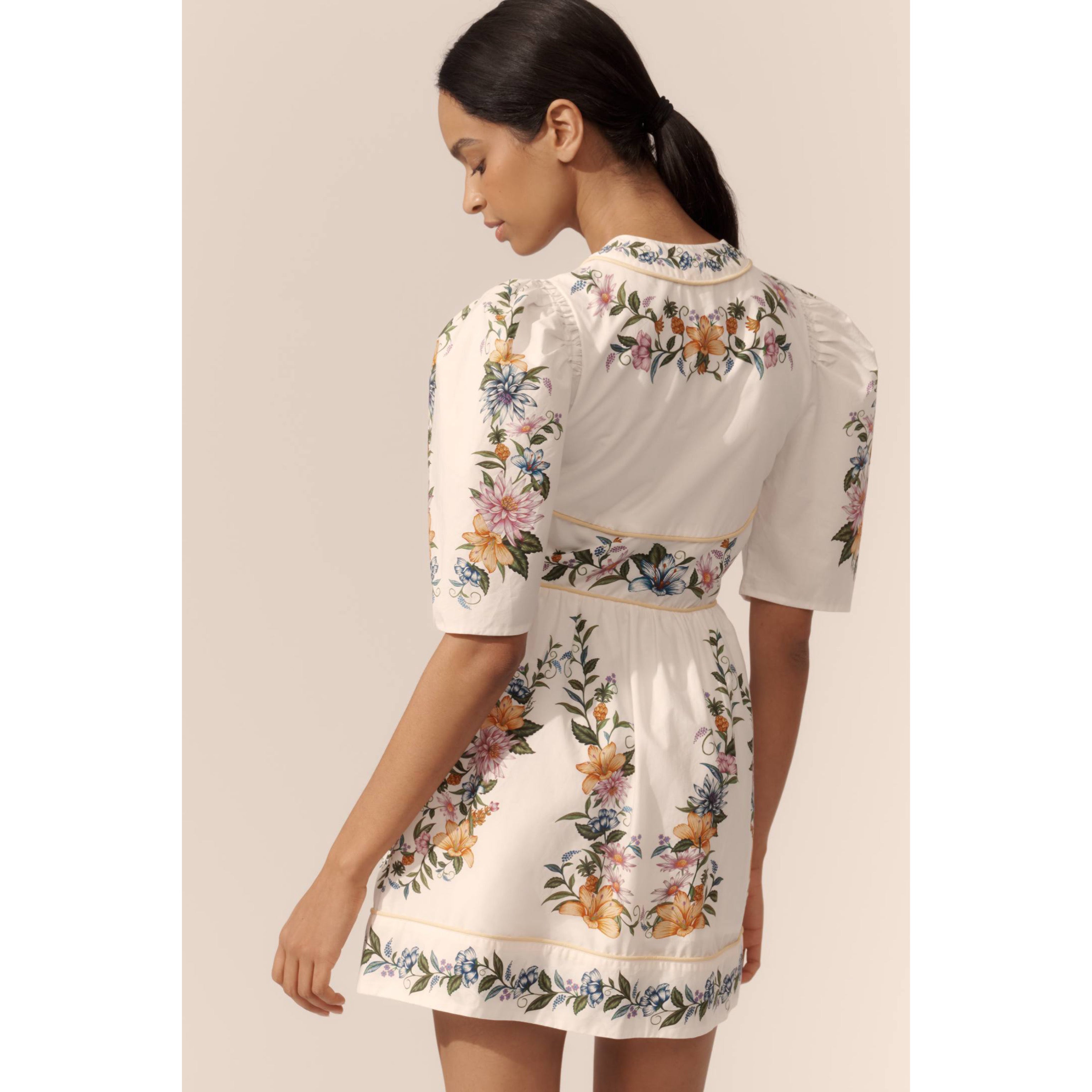 FARM Rio white Sweet Bloom Dreamscape dress, size M