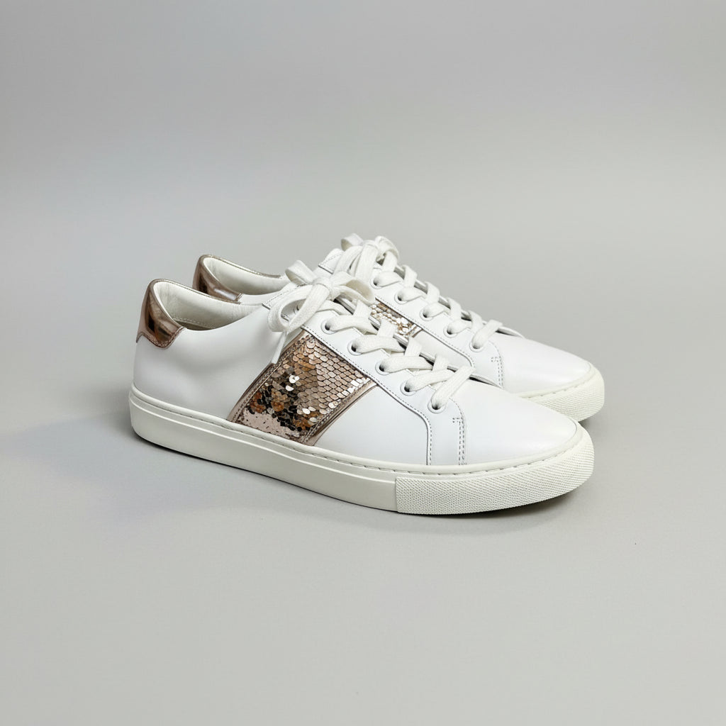 Tory Burch white and silver sneakers, size 9