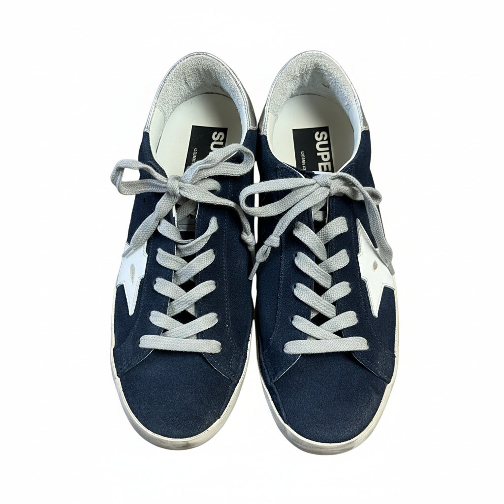 Golden Goose navy suede Super Star sneakers, size 37, US 7