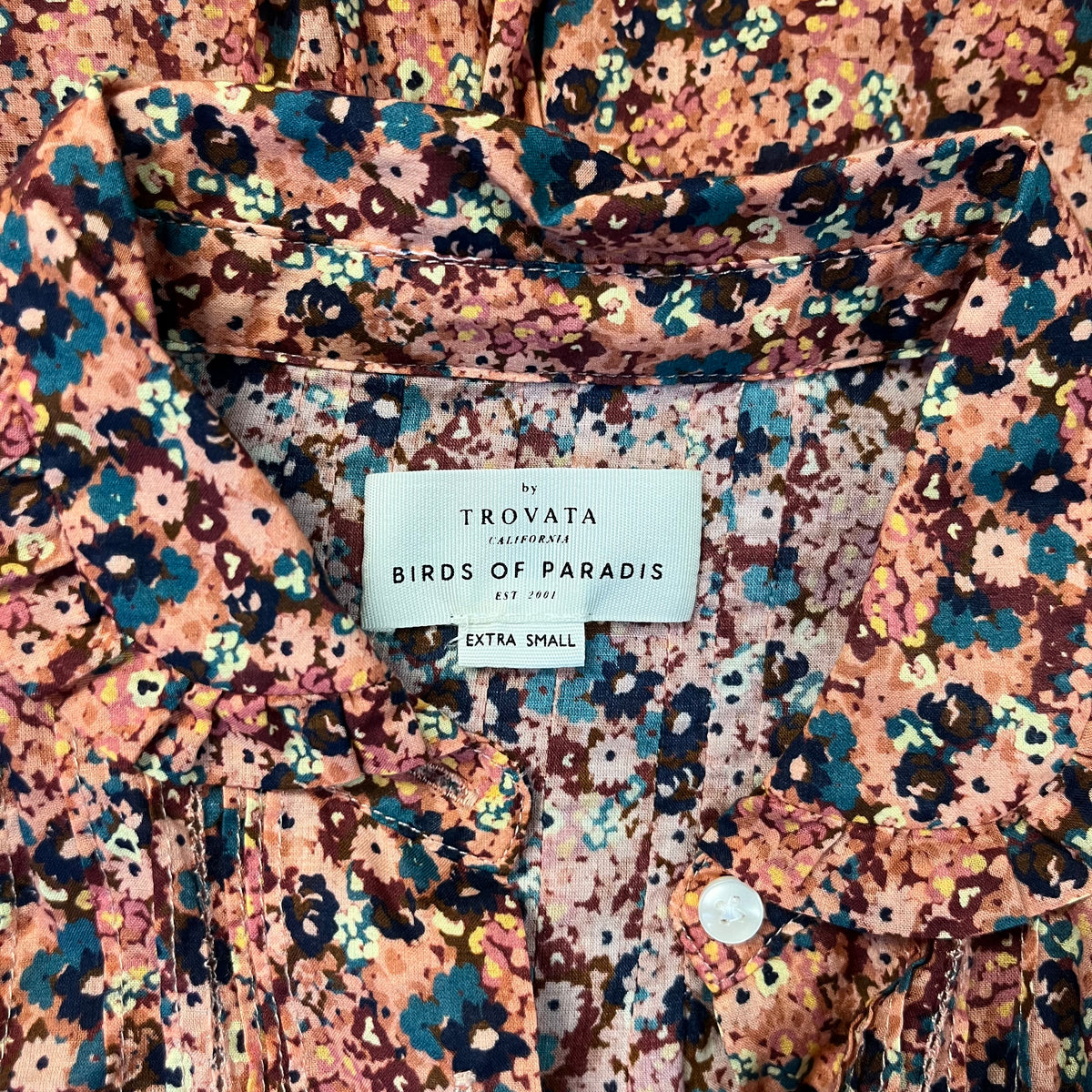 Trovata pink and navy floral Gemma blouse, size XS