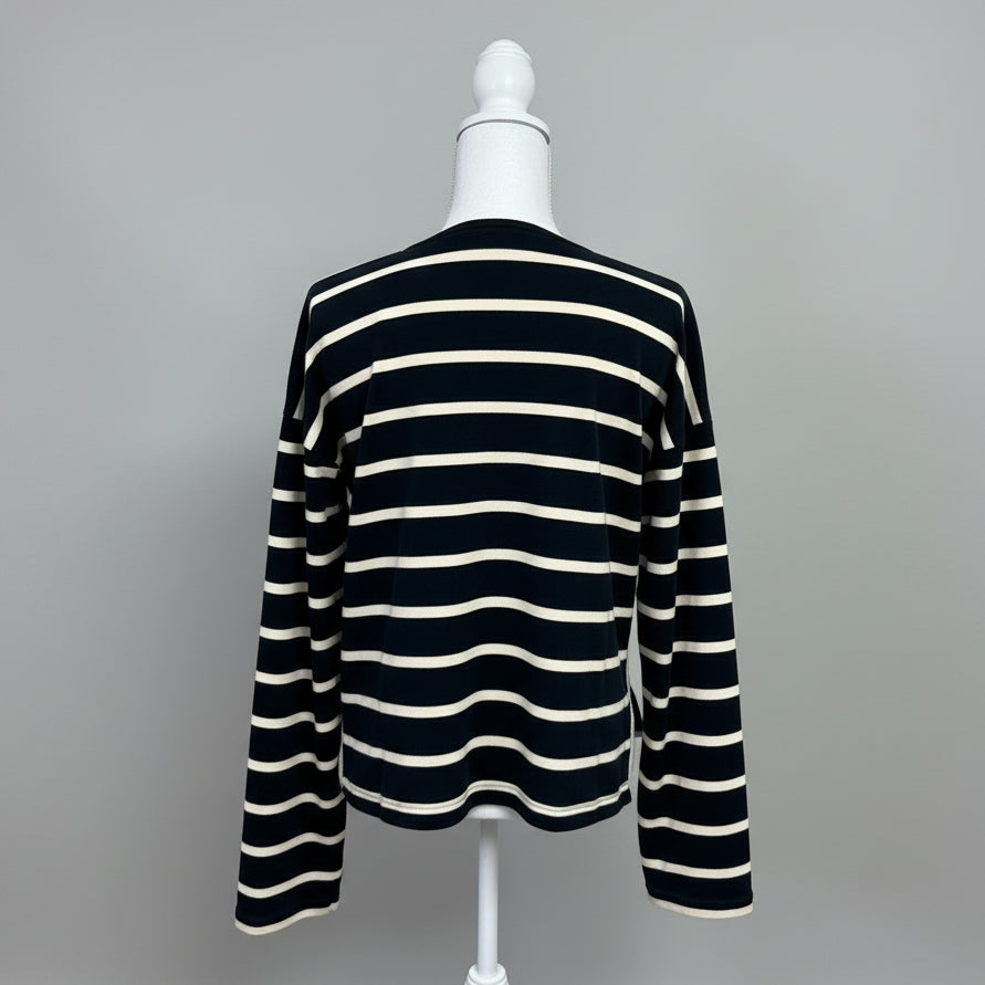 La Ligne navy and cream Breton tee, size XS