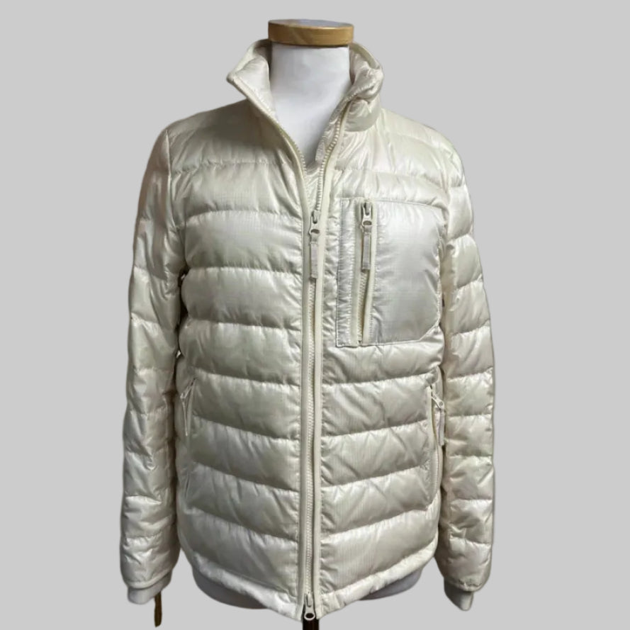 J. Crew white puffer coat, size S