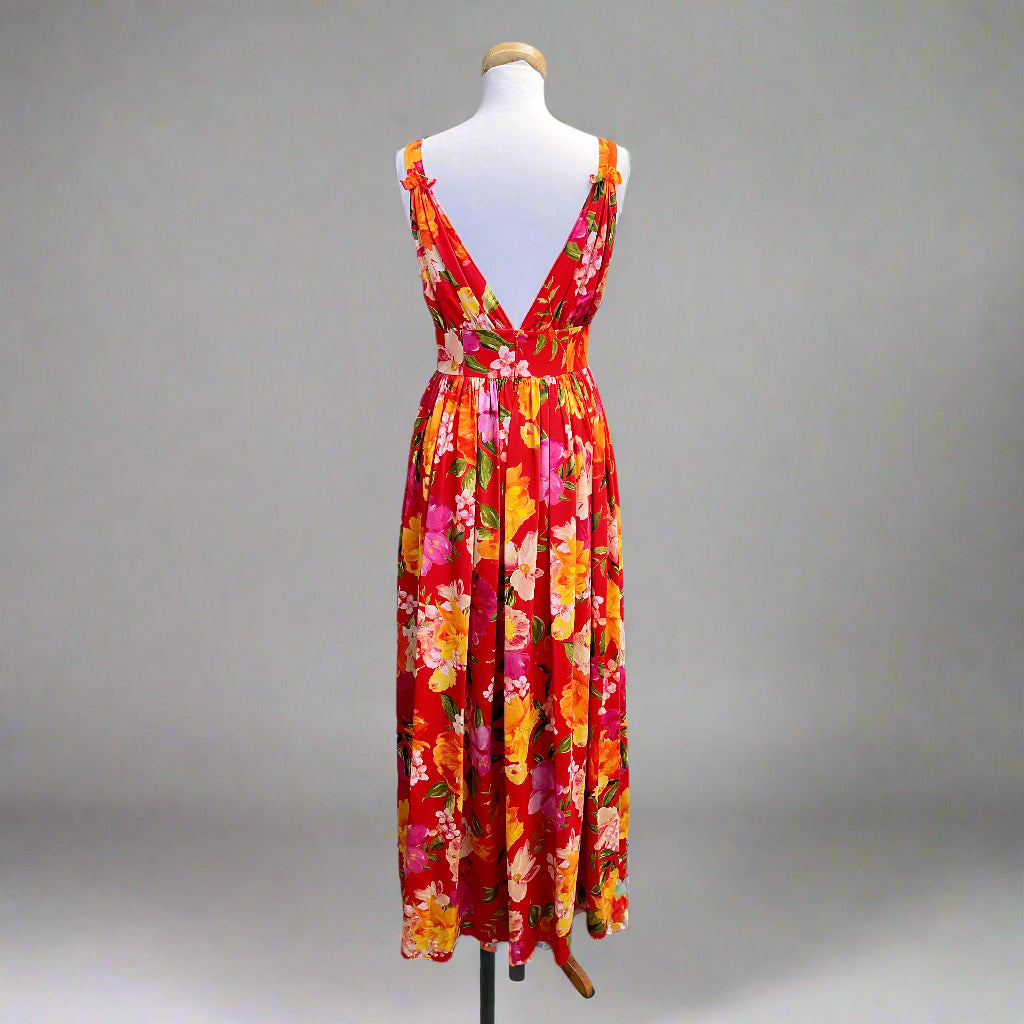 Ronny Kobo red floral maxi dress, size S