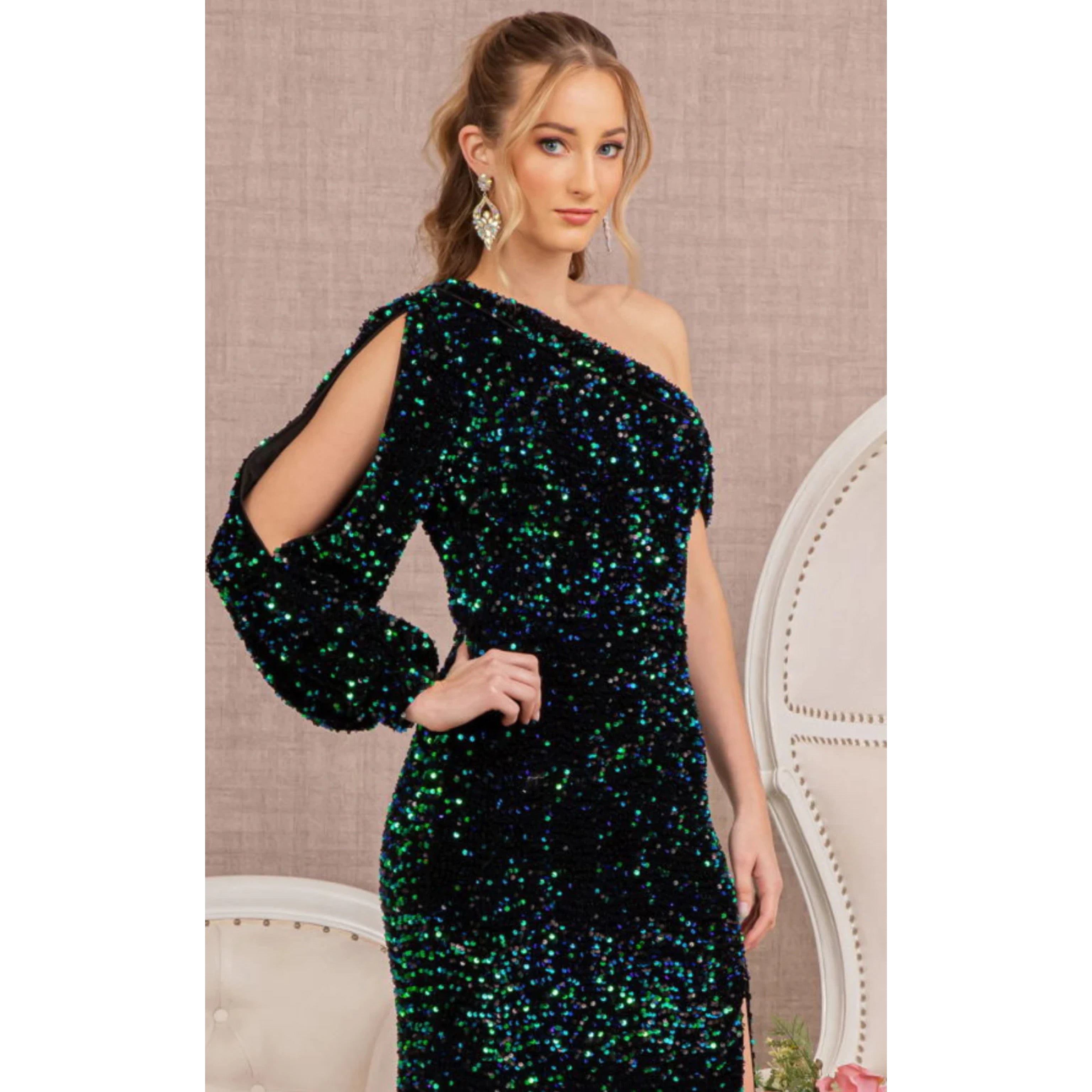 Elizabeth K. emerald sequin dress, size S, NEW WITH TAGS!